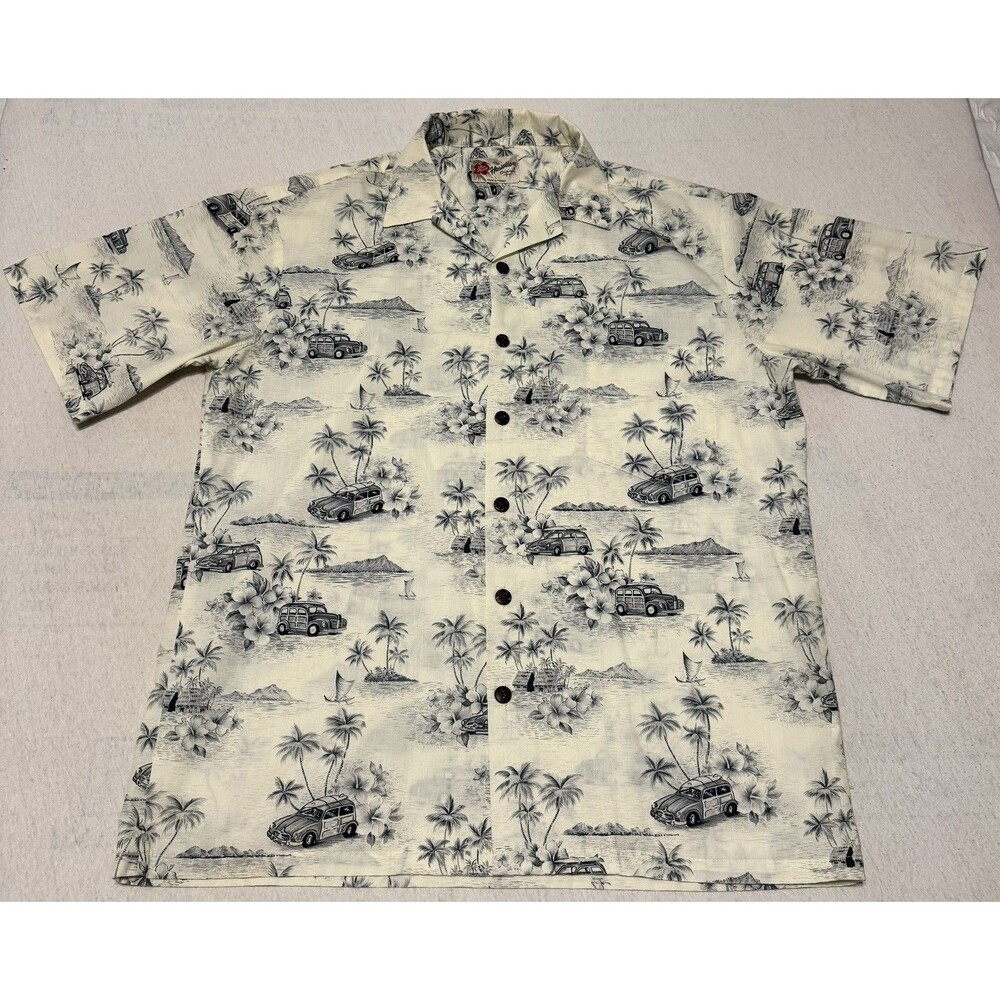 Hilo Hattie The Hawaiian Original Vintage Shirt Cars Surf Hawaii Size Large Y2K
